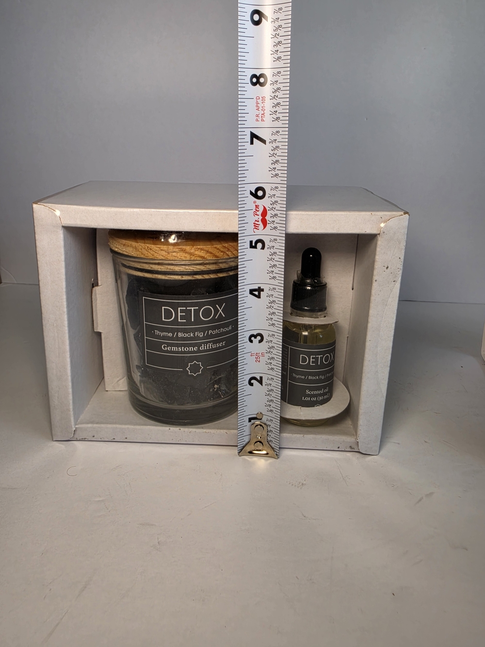 NWT F&F Salt Rock Gemstone Diffuser Set Black Essential Oil Blend Detox Modern - Picture 6 of 7